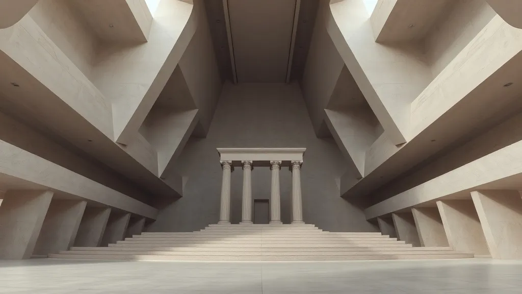 Abstract architectural structure representing law and order,
